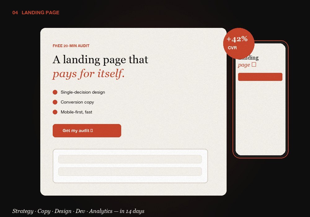 High-converting landing page design and CRO services by Aryan Design Studio